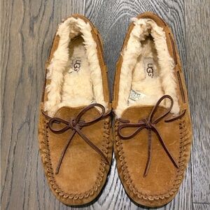 UGG Tan Suede Slippers with Patterned Soles